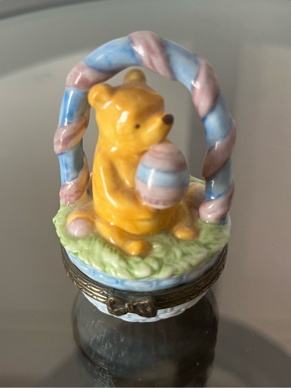 Hand-Painted Disney Winnie the Pooh basket Trinket box -Midwest of Cannon Falls